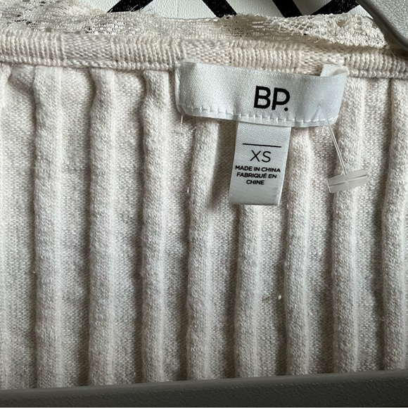 BP Rib crop top sweater 90s cute cardigan baby doll y2k cream - Picture 3 of 4